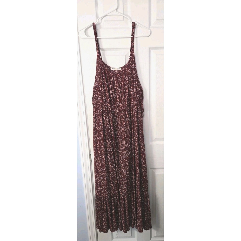 Wallflower Womans Spaghetti Strape Maxi  Dress Size 3X Burgundy Florial